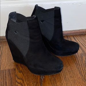 Stuart Weitzman suede wedge booties